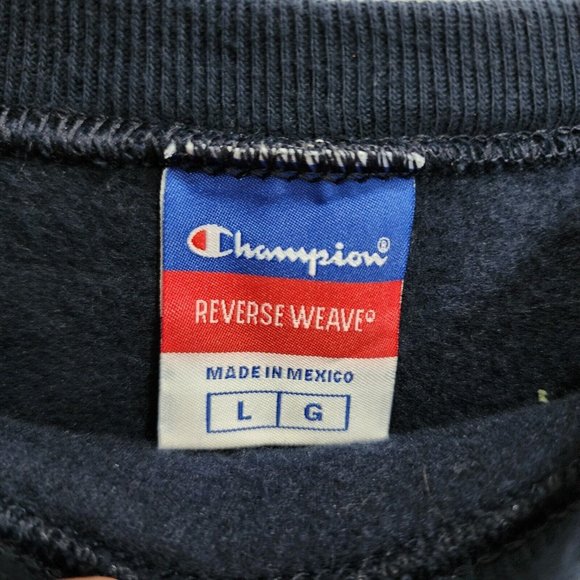 VTG Reverse Weave CHAMPION Sweatshirt Mens Navy Blue Nautical Flag Logo Size L - Picture 3 of 11